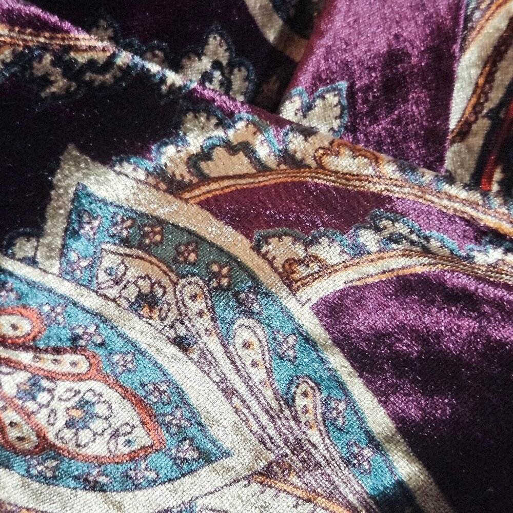 New Lauren RL Women One-Shoulder Velvet Cocktail Dress Paisley 8 Boho Elegant - Picture 13 of 16